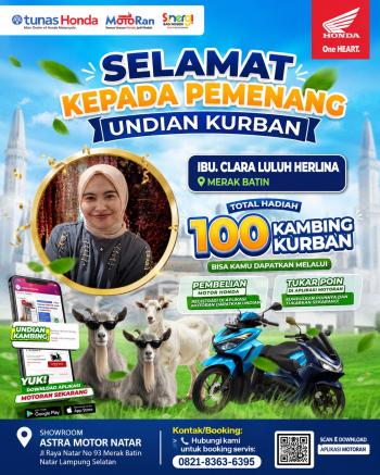 Konsumen Merak Batin Raih Hadiah Utama, Astra Motor Natar Umumkan Pemenang Undian Kambing Kurban Gratis